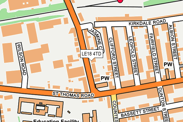 LE18 4TD map - OS OpenMap – Local (Ordnance Survey)