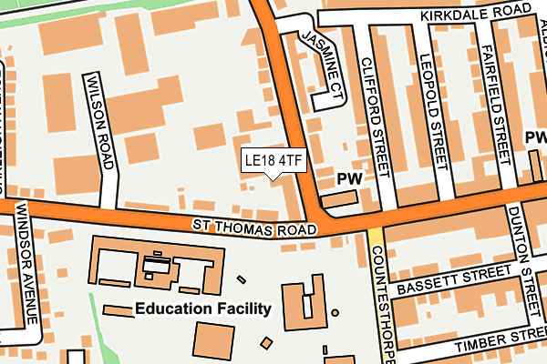 LE18 4TF map - OS OpenMap – Local (Ordnance Survey)