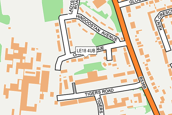 LE18 4UB map - OS OpenMap – Local (Ordnance Survey)