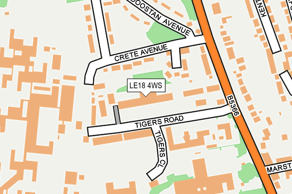 LE18 4WS map - OS OpenMap – Local (Ordnance Survey)