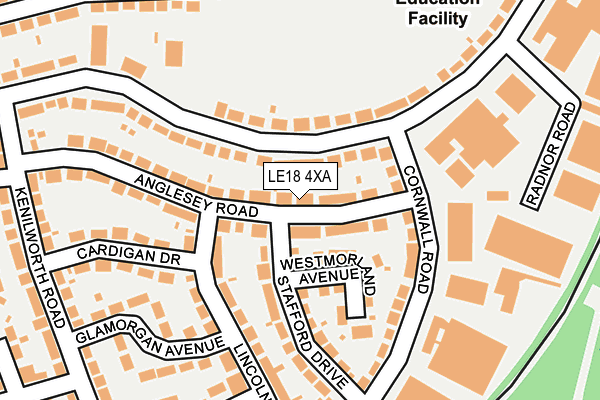 LE18 4XA map - OS OpenMap – Local (Ordnance Survey)