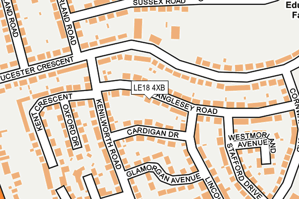 LE18 4XB map - OS OpenMap – Local (Ordnance Survey)