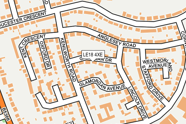 LE18 4XE map - OS OpenMap – Local (Ordnance Survey)