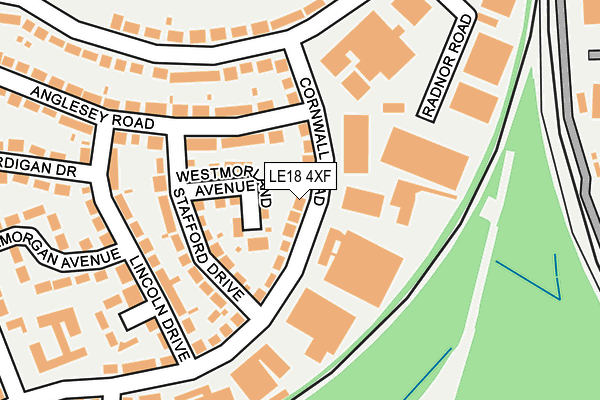 LE18 4XF map - OS OpenMap – Local (Ordnance Survey)