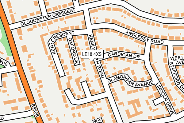 LE18 4XS map - OS OpenMap – Local (Ordnance Survey)
