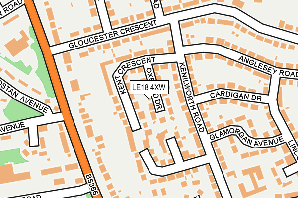 LE18 4XW map - OS OpenMap – Local (Ordnance Survey)