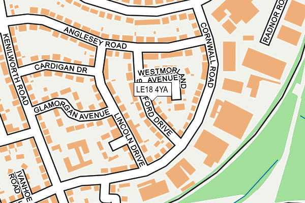 LE18 4YA map - OS OpenMap – Local (Ordnance Survey)