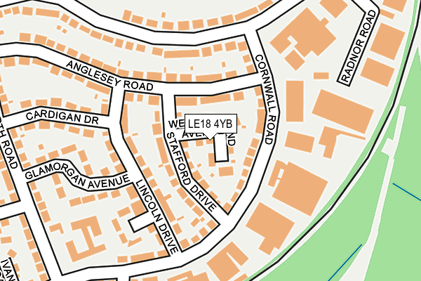 LE18 4YB map - OS OpenMap – Local (Ordnance Survey)