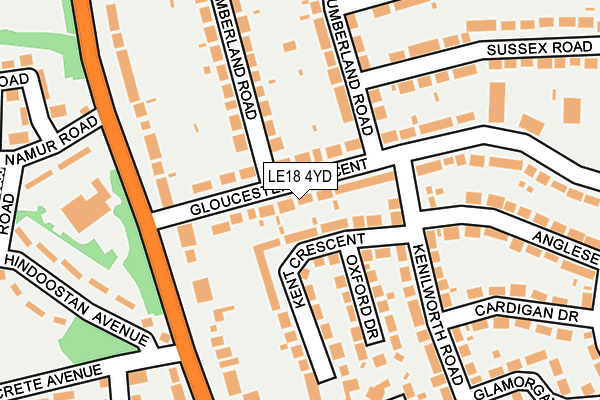 LE18 4YD map - OS OpenMap – Local (Ordnance Survey)