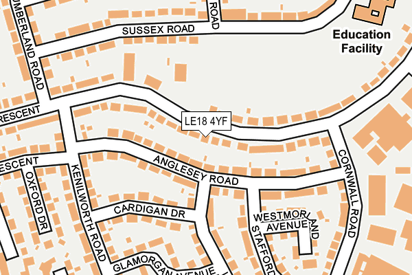 LE18 4YF map - OS OpenMap – Local (Ordnance Survey)