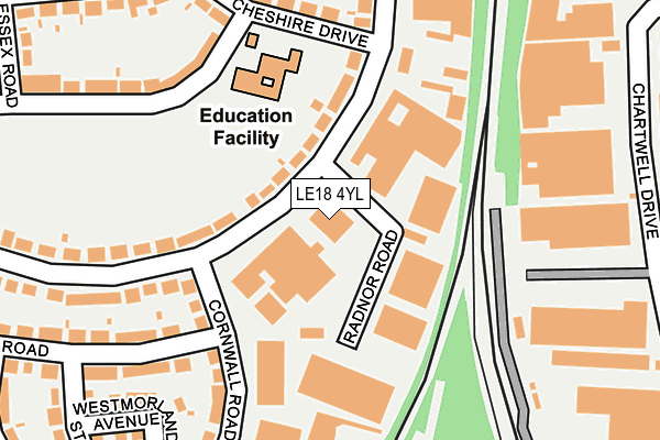 LE18 4YL map - OS OpenMap – Local (Ordnance Survey)