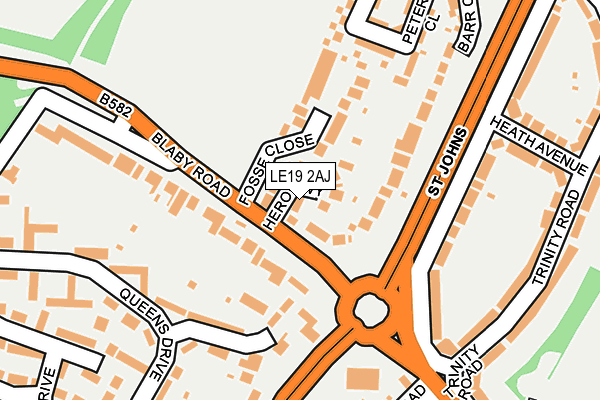 LE19 2AJ map - OS OpenMap – Local (Ordnance Survey)