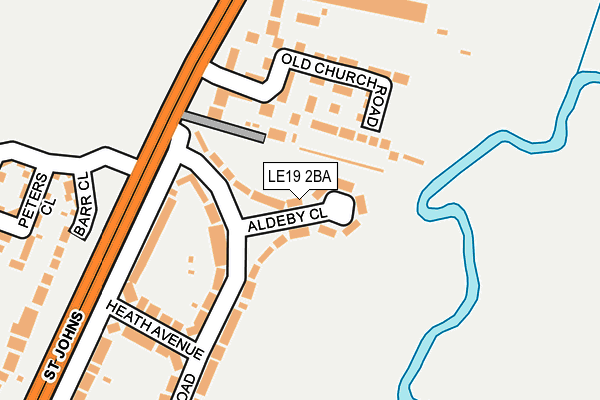 LE19 2BA map - OS OpenMap – Local (Ordnance Survey)