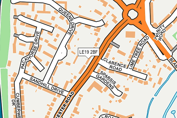 LE19 2BF map - OS OpenMap – Local (Ordnance Survey)