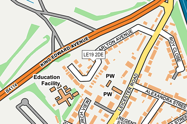 LE19 2DE map - OS OpenMap – Local (Ordnance Survey)