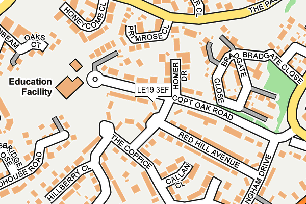 LE19 3EF map - OS OpenMap – Local (Ordnance Survey)