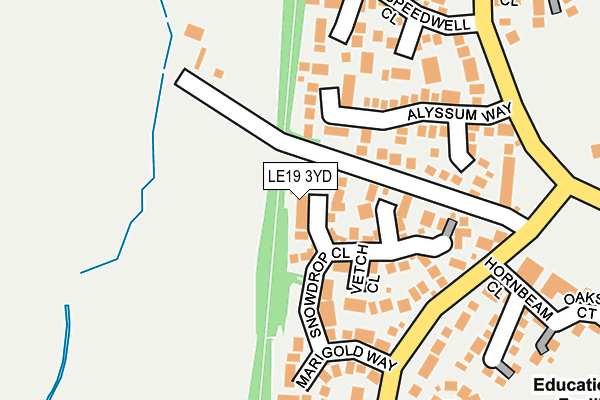 LE19 3YD map - OS OpenMap – Local (Ordnance Survey)