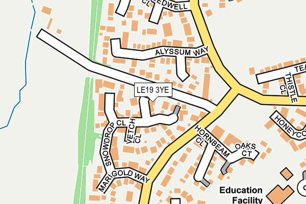 LE19 3YE map - OS OpenMap – Local (Ordnance Survey)