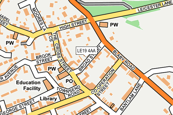LE19 4AA map - OS OpenMap – Local (Ordnance Survey)