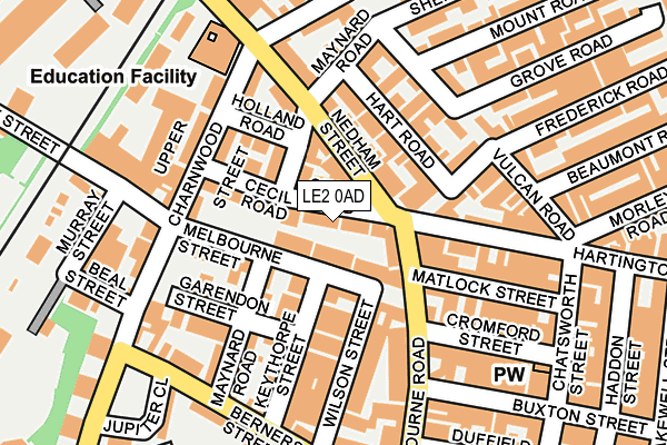 LE2 0AD map - OS OpenMap – Local (Ordnance Survey)