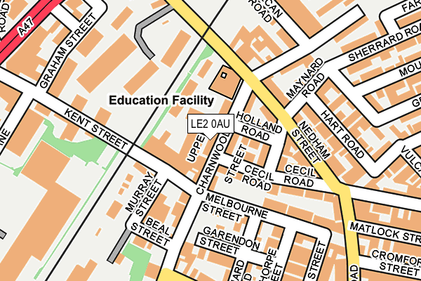 LE2 0AU map - OS OpenMap – Local (Ordnance Survey)