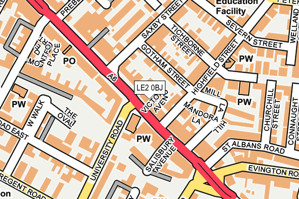LE2 0BJ map - OS OpenMap – Local (Ordnance Survey)
