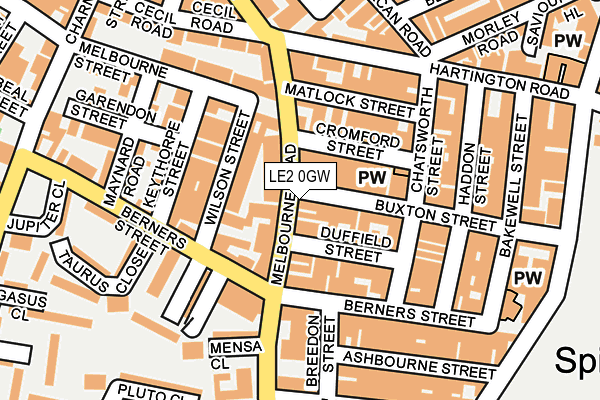 LE2 0GW map - OS OpenMap – Local (Ordnance Survey)