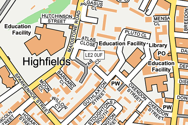 LE2 0UF map - OS OpenMap – Local (Ordnance Survey)