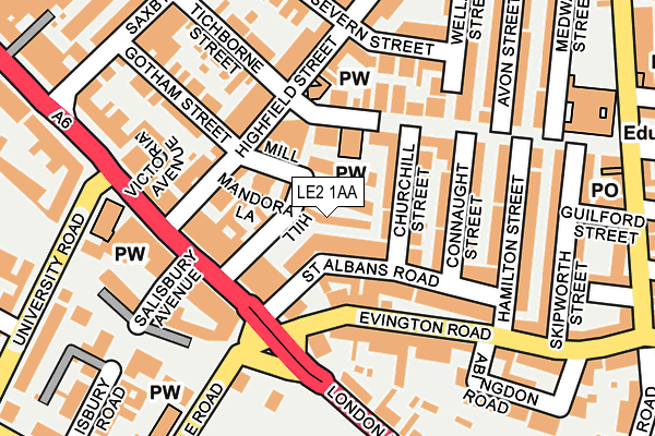 LE2 1AA map - OS OpenMap – Local (Ordnance Survey)