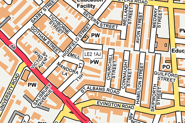 LE2 1AJ map - OS OpenMap – Local (Ordnance Survey)