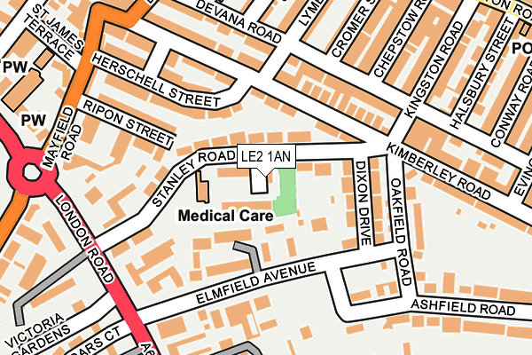 LE2 1AN map - OS OpenMap – Local (Ordnance Survey)