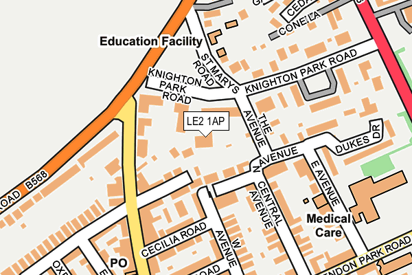 LE2 1AP map - OS OpenMap – Local (Ordnance Survey)