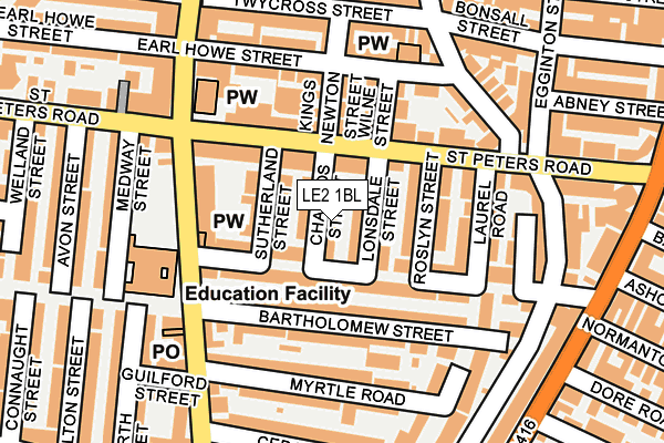 LE2 1BL map - OS OpenMap – Local (Ordnance Survey)