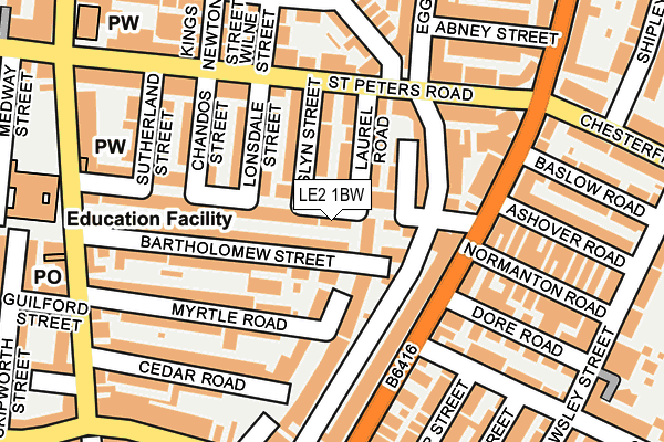 LE2 1BW map - OS OpenMap – Local (Ordnance Survey)