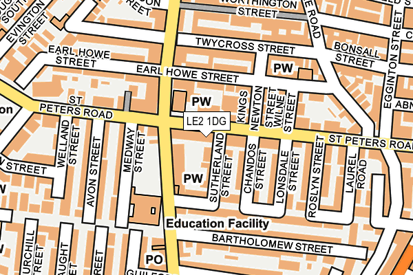 LE2 1DG map - OS OpenMap – Local (Ordnance Survey)