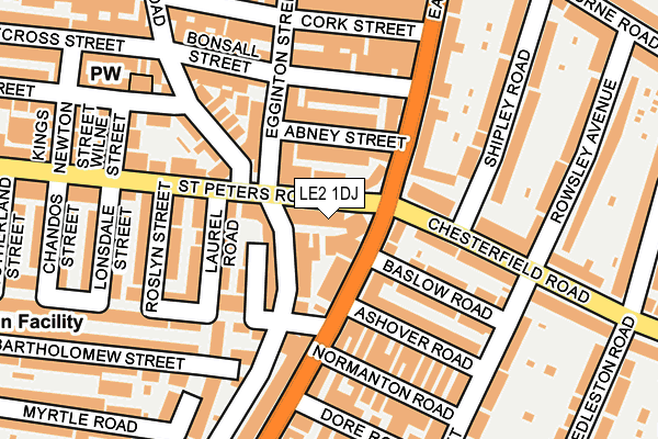 LE2 1DJ map - OS OpenMap – Local (Ordnance Survey)