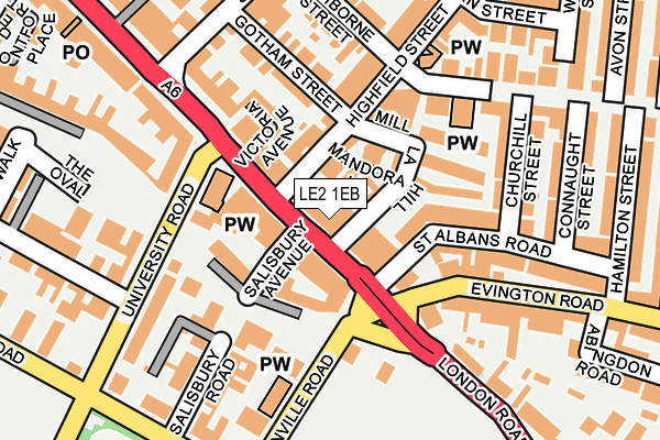 LE2 1EB map - OS OpenMap – Local (Ordnance Survey)