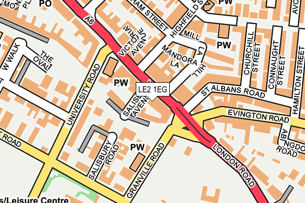 LE2 1EG map - OS OpenMap – Local (Ordnance Survey)