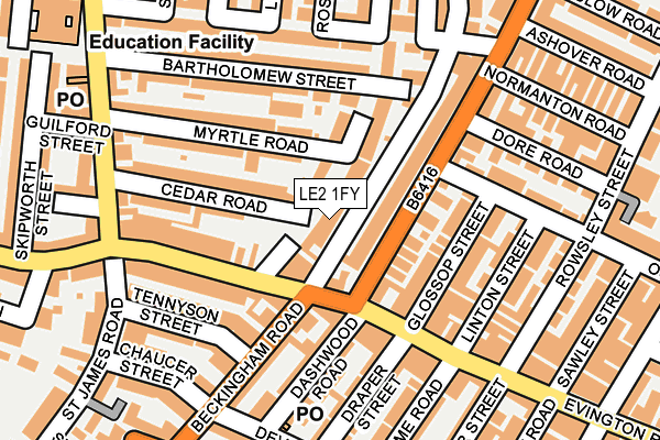 LE2 1FY map - OS OpenMap – Local (Ordnance Survey)