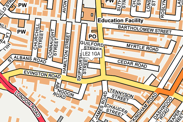 LE2 1GA map - OS OpenMap – Local (Ordnance Survey)