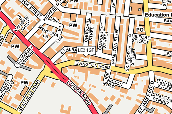 LE2 1GF map - OS OpenMap – Local (Ordnance Survey)