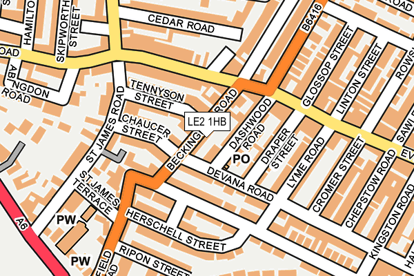 LE2 1HB map - OS OpenMap – Local (Ordnance Survey)