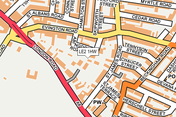 LE2 1HW map - OS OpenMap – Local (Ordnance Survey)