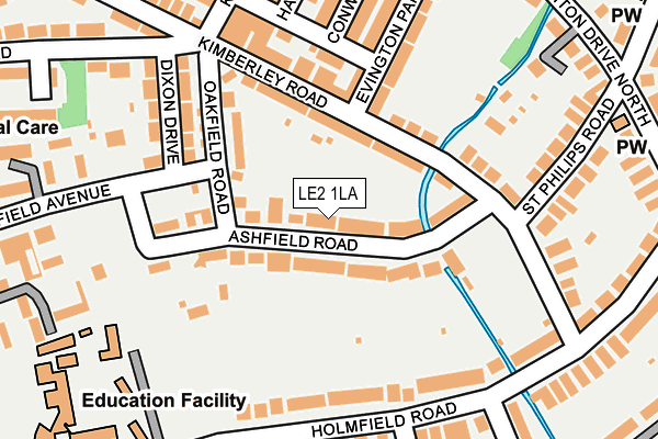 LE2 1LA map - OS OpenMap – Local (Ordnance Survey)