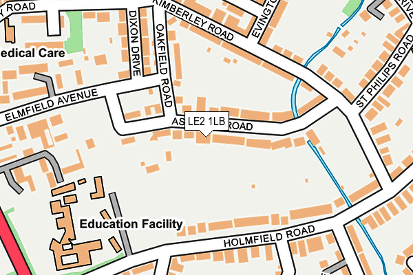 LE2 1LB map - OS OpenMap – Local (Ordnance Survey)