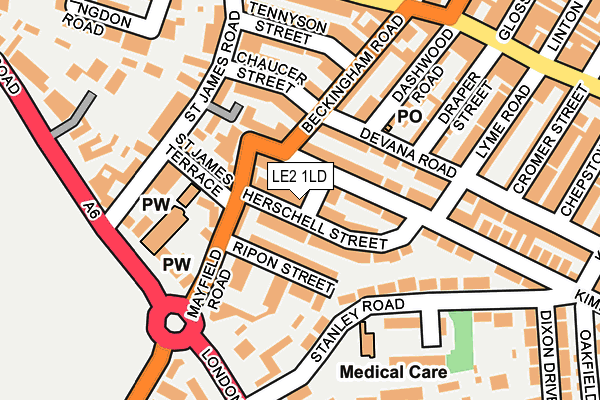 LE2 1LD map - OS OpenMap – Local (Ordnance Survey)