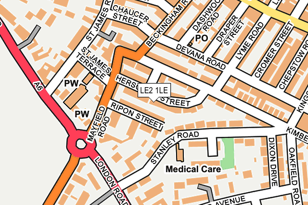 LE2 1LE map - OS OpenMap – Local (Ordnance Survey)