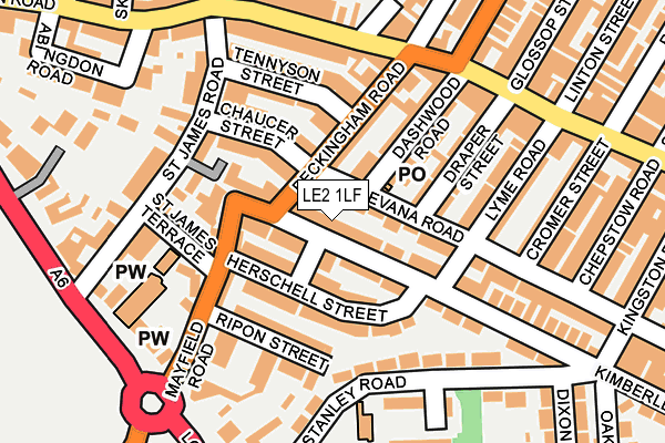LE2 1LF map - OS OpenMap – Local (Ordnance Survey)