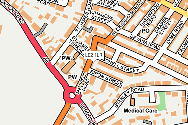LE2 1LR map - OS OpenMap – Local (Ordnance Survey)