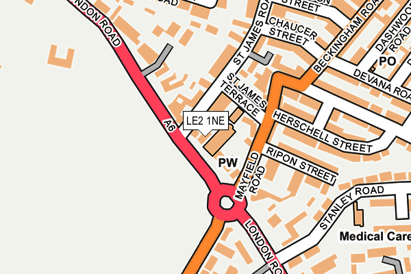 LE2 1NE map - OS OpenMap – Local (Ordnance Survey)